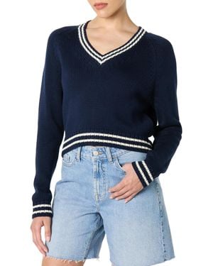 The Drop 's Montie V-neck Cropped Pullover - Blue