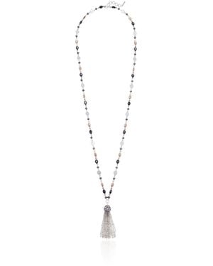 Nine West Classics Beaded Tassel Pendant Necklace - Black