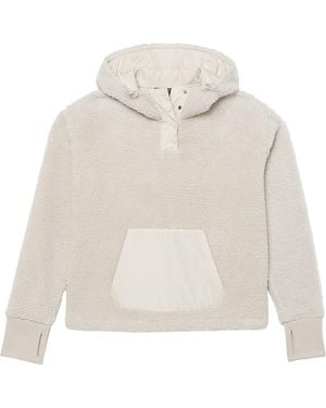 Amazon Essentials Teddy Fleece Quarter-buttoned Hooded Pullover Jacket - White
