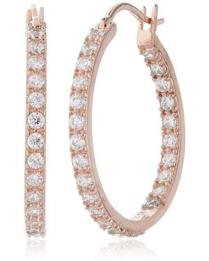 Amazon Essentials 14k Rose Gold Plated 925 Sterling Silver Round Prong-set Aaa Cubic Zirconia Hoop Earrings - White