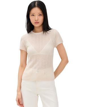 Vince S Waffle Knit S/s Crew - White