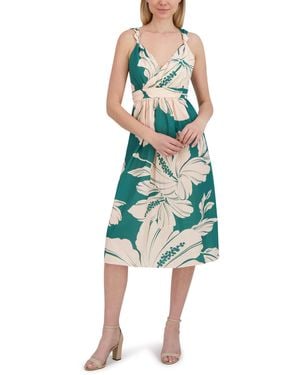 Laundry by Shelli Segal Sleeveless V Neck Casual Chic Midi Dress - Green