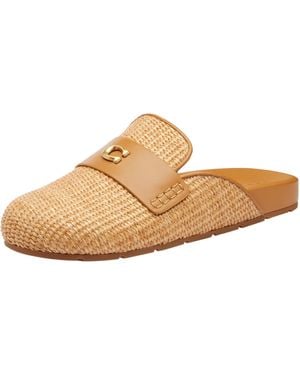 COACH Straw Sculpted C Clog Slipper - Natural
