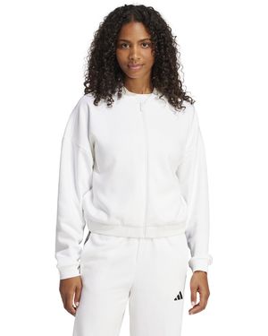 adidas Sl+ Fleece Bomber Sportswear Track Top - White