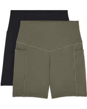 Danskin 2 Pack Motivate Pocket 5" Bike Shorts - Green