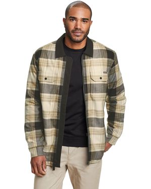 Eddie Bauer Regular Fit Faux Shearling Lined Shirt Jacket - Brown