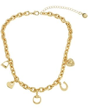 Steve Madden Collegiate Charm Bib Necklace - Metallic