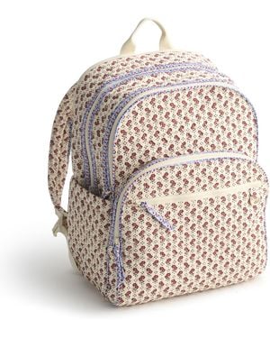 Vera Bradley Large Bancroft Backpack-premium Cotton - Natural