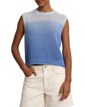 Velvet By Graham & Spencer Nina Cotton Cashmere Mesh Sweater Vest - Blue