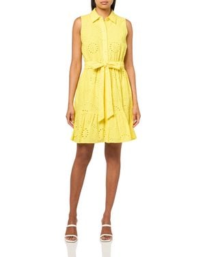 Anne Klein Tiered Shirt Dress - Yellow