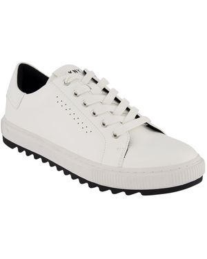 DKNY Two-tone Sawtooth Sole Round Toe Shape Lace-up Sneakers - White