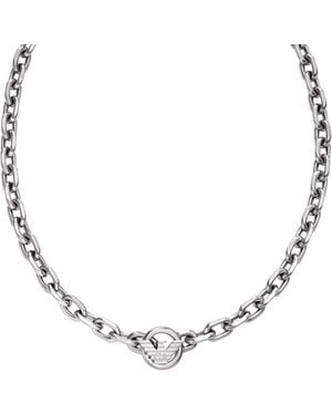 Emporio Armani Stainless Steel Id Necklace - Metallic