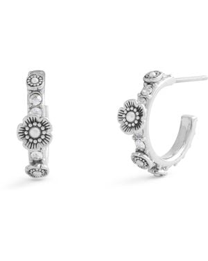 COACH Jewelry Signature Tea Rose Huggie Earrings - Metallic