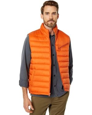 Cole Haan Zip Front Quilted Vest (Burnt) Clothing - Orange