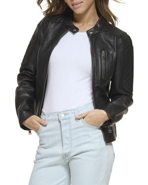 Levi's Faux Leather Fashion Quilted Racer Jacket - Black