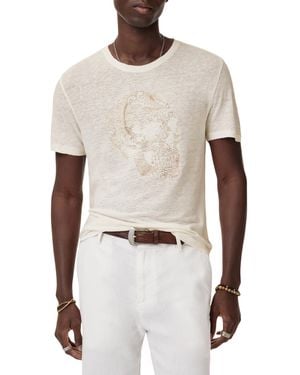 John Varvatos Embriodered Skull Tee - Multicolor