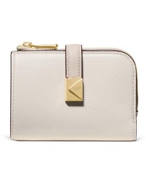 Kate Spade Deco Colorblocked Pebbled Leather Small Compact Wallet - Natural