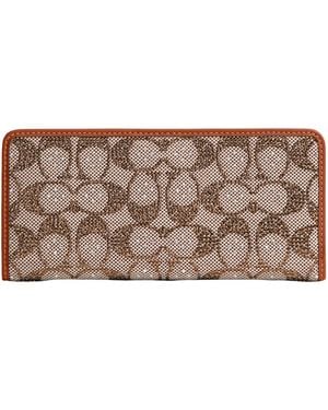 COACH Crystal Signature Jacquard Essential Slim Wallet - Brown