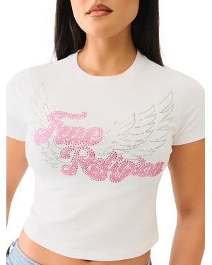 True Religion Embellished Crew Neck T-shirt-optic - White