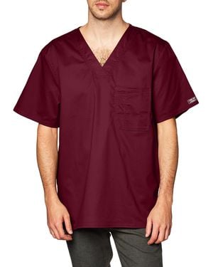 CHEROKEE Big And Tall Premium Core Stretch V-neck Scrub Top - Red