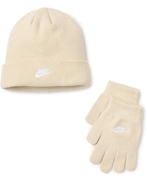 Nike Beanie And Glove/mitten Set - White
