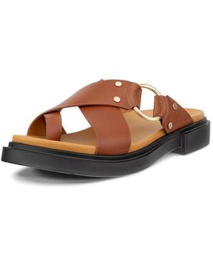 Ecco Seoul Toe Post Ring Ornament Slide Sandal - Brown