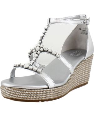 Naturalizer S Serena Strappy Wedge Sandal Silver Metallic 9.5 M - White