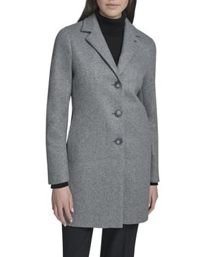 Calvin Klein Classic Faux Wool Overcoat – Long Button Front Winter - Gray