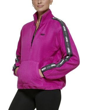 DKNY Quarter Zip Fleece Pullover - Purple
