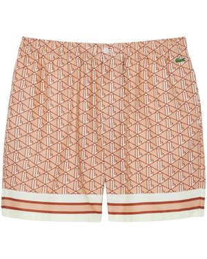Lacoste Relaxed Fit Monogram Shorts - Pink