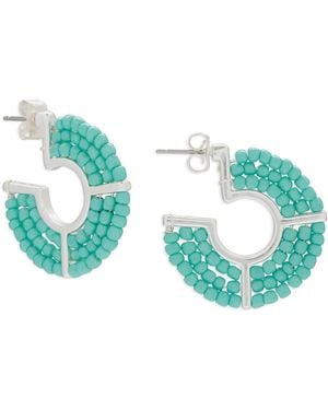 Lucky Brand Turquoise Beaded Hoop Earring - Blue