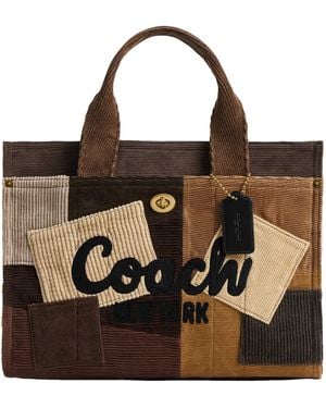 COACH Cargo Tote In Patchwork Corduroy - Brown
