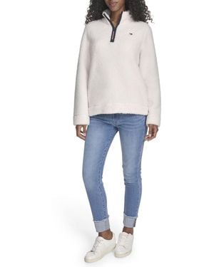 Tommy Hilfiger Sportswear 1/4 Zip Mockneck Sherpa Pullover - Blue