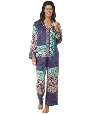 Natori Tapestry Notch Pj Set Length: 27" - Blue