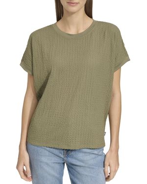 Andrew Marc Short Sleeve U-neck Relaxed Fit Pullover - Green