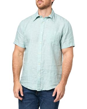 Brooks Brothers Irish Linen Short-sleeve Sport Shirt - Blue