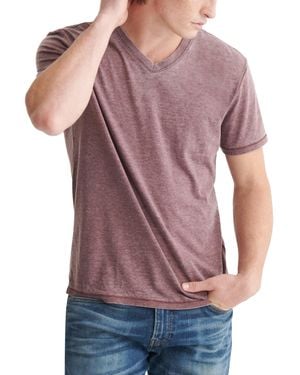 Lucky Brand Mens Venice Burnout V-neck Tee T Shirt - Pink