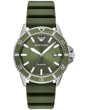 Emporio Armani World Explorer Three-hand Date Green Silicone Watch