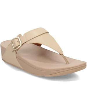 Fitflop Lulu Adjustable Leather Toe-post Sandals Latte Beige 9 Medium - Natural