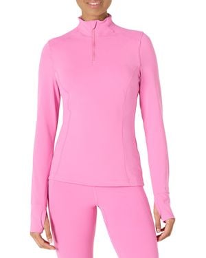 Amazon Essentials Active Formflex Buttery Soft Slim Fit Quarter Zip Long Sleeve Pullover Jacket - Pink