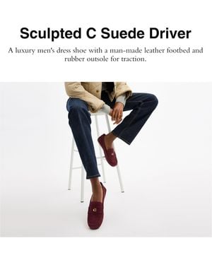 COACH Sculpted C Driver In Suede Loafer - White
