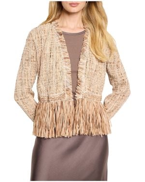 NIC+ZOE Nic+zoe Cork Fringe Knit Jacket - Natural