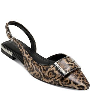 DKNY Clemma Slingback Loafer Mule With Belt Detail - Metallic