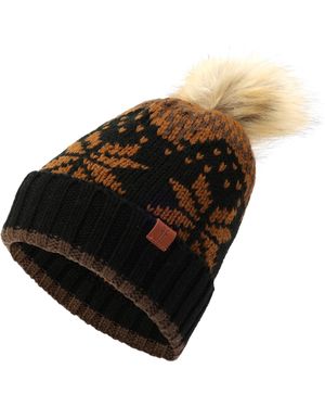 Frye Fair Isle Beanie W/cuff & Faux Fur Pom - Black