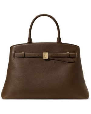 Kate Spade Deco Pebbled Leather Large Satchel Satchel Handbags - Brown