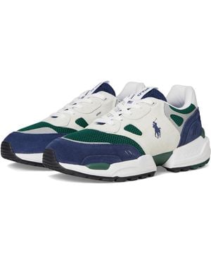 Polo Ralph Lauren , , Jogger Suede & Mesh Sneaker, Navy/bianco/green, 14, Medium - Blue