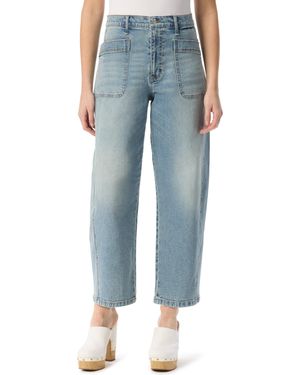 Jessica Simpson Relaxed Barrel Zip Front Wide Leg Ankle Standard - Blue