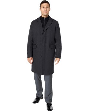 Cole Haan Signature S Classic Topper Jacket With Knit Bib Wool Coats - Black