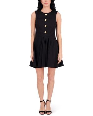 Kensie Sleeveless High Neck A-line Mini Dress - Black