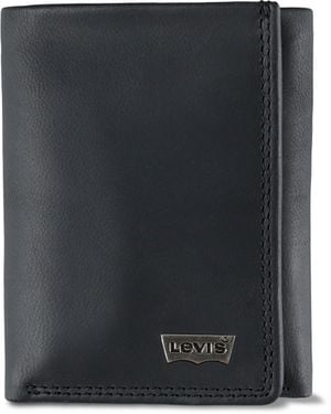 Levi's Trifold Wallet-sleek And Slim Includes Id Window And Credit Card Holder - Black